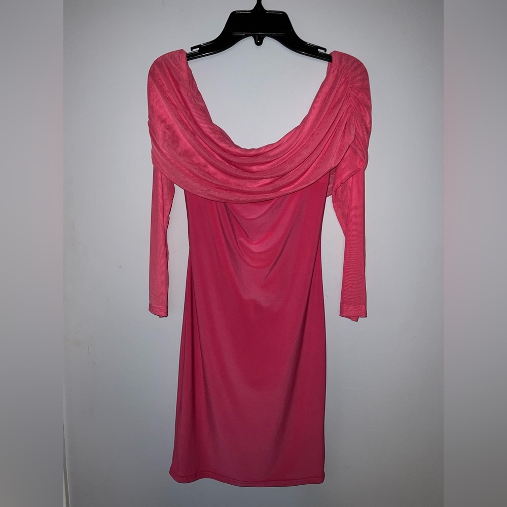 Club L London- Hot pink mini off the shoulder dress- Size 4 NWT